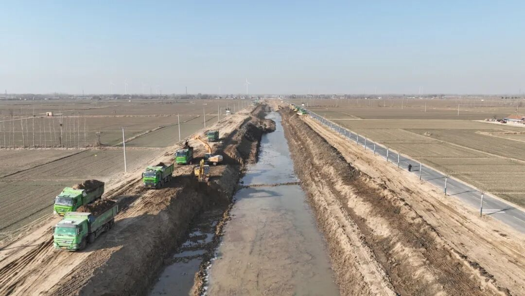 德州市马颊河与德惠新河连通工程施工现场。山东省水利厅供图